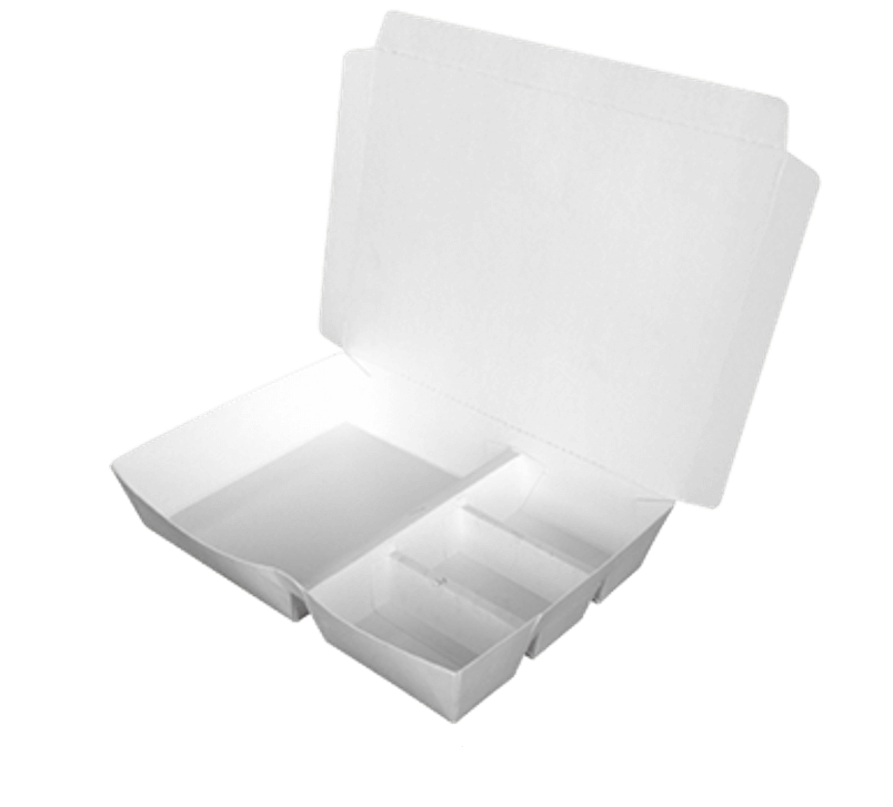 紙 餐盒 左右四格｜401 (WS)